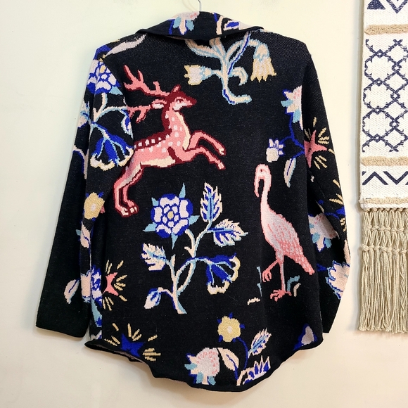By Anthropologie Printed Sweater Jacket Whimsical Size XXS - Picture 7 of 10